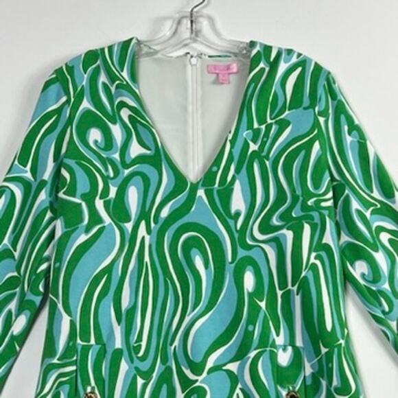 Lilly Pulitzer Charlena Resort White Finders Keepers Shift Dress Green Blue - Picture 2 of 13